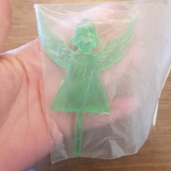 Vintage Ceramic Christmas Tree Topper Green Angel Bell Ceramics. NOS. - Picture 3 of 5